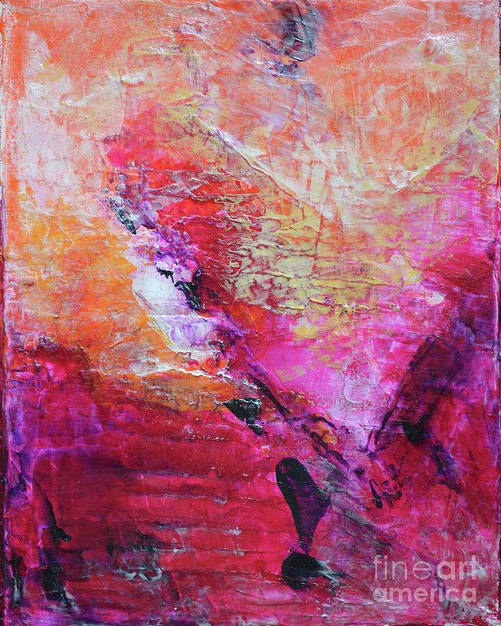 720x900 Divine Heart Abstract Orange Pink Heart Painting 8x10 Original - Abstract Heart Painting