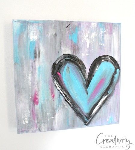 449x500 Diy Abstract Heart Painting And A Fun Paint Party Heart Painting - Abstract Heart Painting