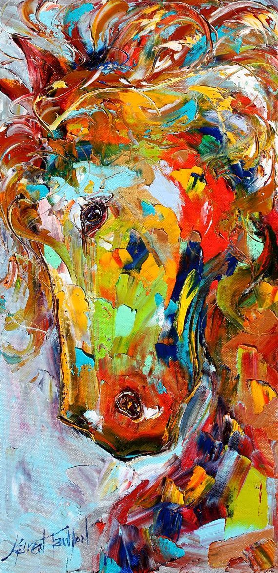 570x1172 Fine Art Print Abstract Horse Portrait Made From Image Of Oil - Abstract Horse Head Painting