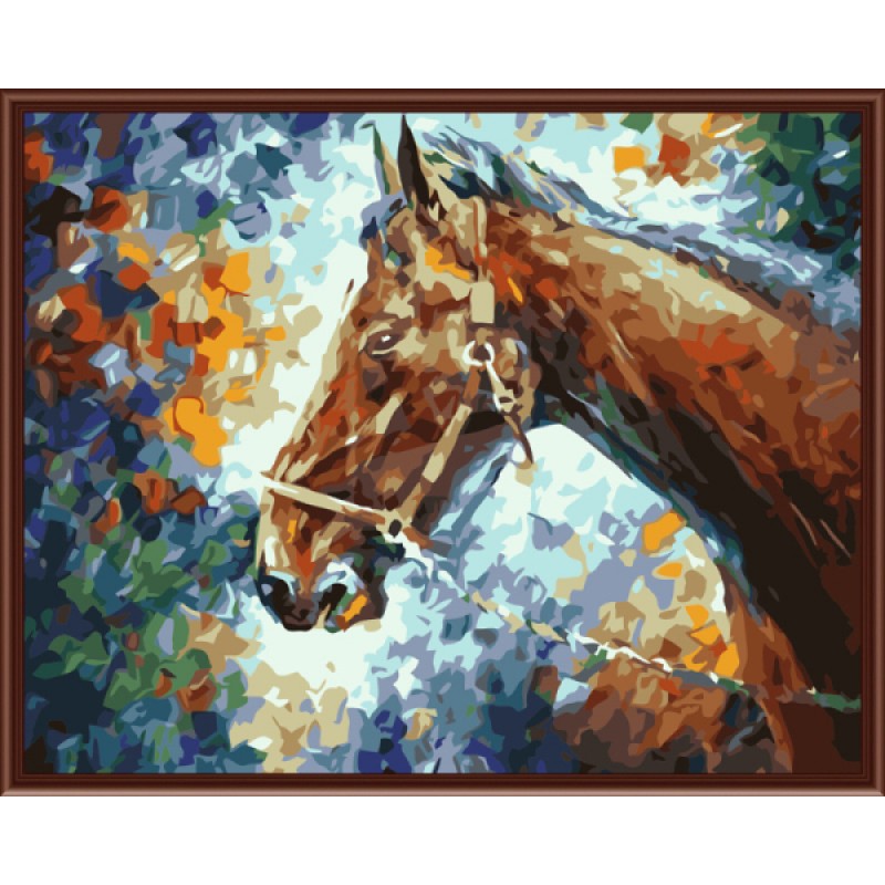 800x800 Frameless Diy Oil Painting By Numbers Abstract Horse Head Diy - Abstract Horse Head Painting