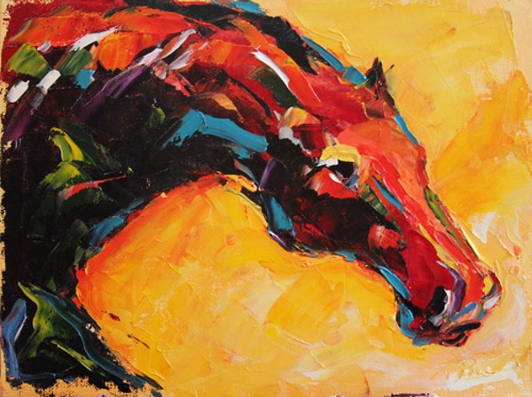 600x448 Head Strong Abstract Horse Painting By Texas Artist Laurie Pace - Abstract Horse Head Painting