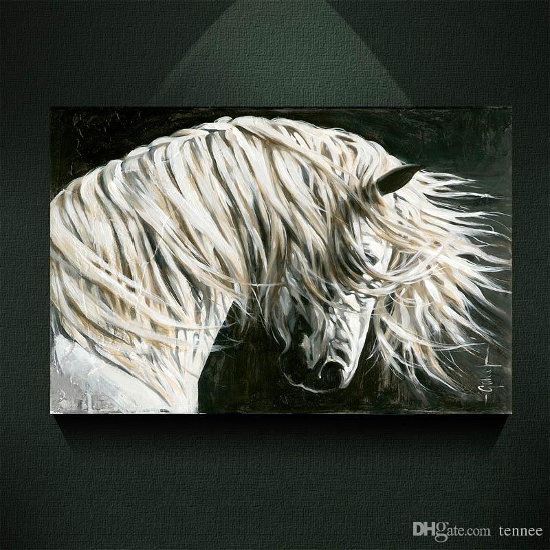 800x800 2018 Modern Abstract Canvas Art White Horse Head Oil Painting - Abstract Horse Head Painting