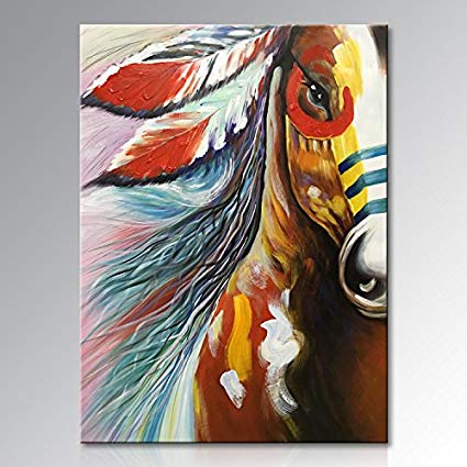 425x425 Winpeak Art Hand Painted Large Canvas Wall Art - Abstract Horse Oil Painting