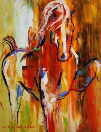 326x425 High Stepper Abstract Horse Oil By Artist Laurie Justus Pace, - Abstract Horse Oil Painting