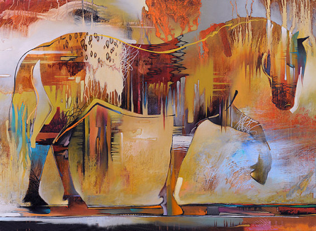 640x469 Strong Skills Artist Pure Hand Painted High Quality Modern - Abstract Horse Oil Painting