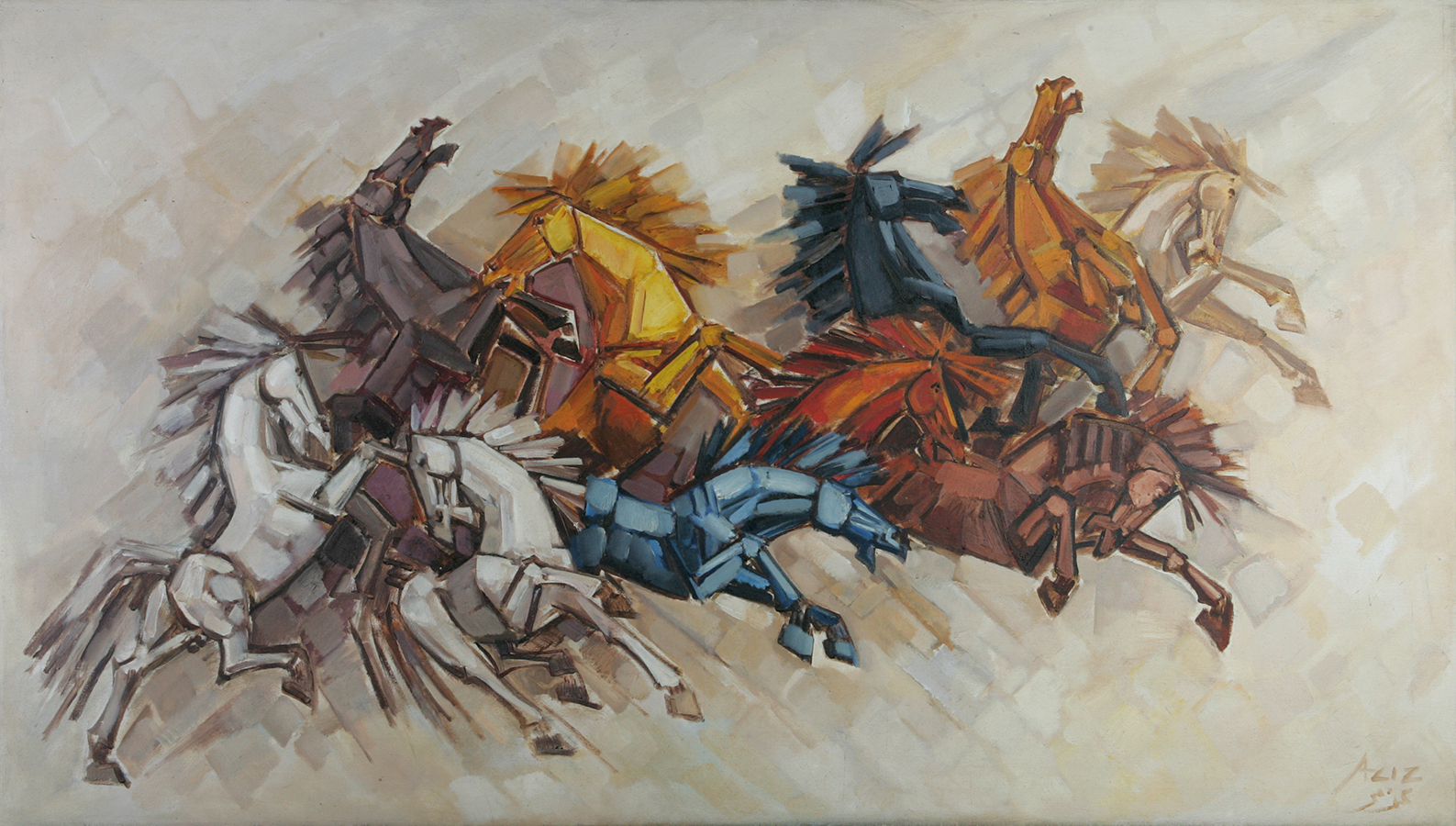 1587x900 Abstract Horse Oil Paintings Aziz Paintings Horses - Abstract Horse Oil Painting