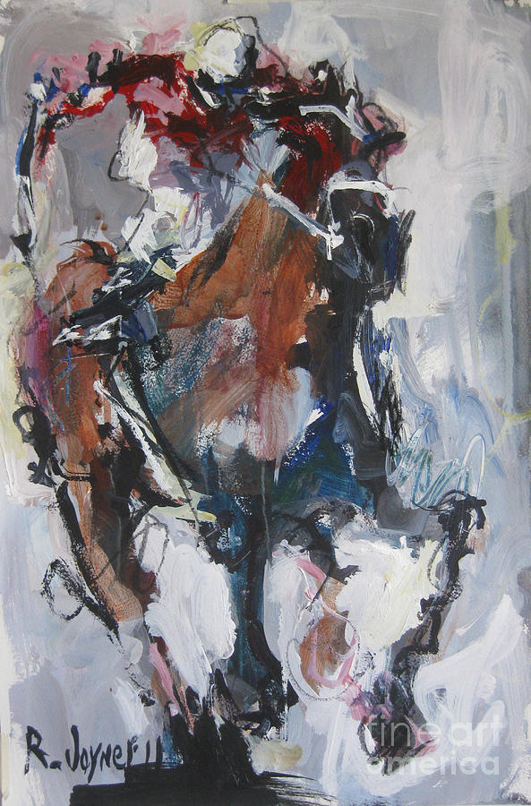 593x900 Abstract Horse Racing Painting Painting By Robert Joyner - Abstract Horse Painting