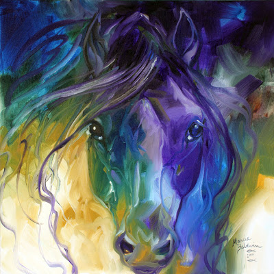 400x400 American Art Moves! Abstract Horse Art Blue Roan Original Oil - Abstract Horse Painting