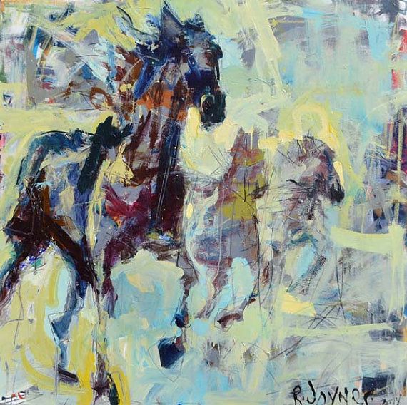 570x568 Large Modern Abstract Horse Painting Depicting Several Horses - Abstract Horse Painting
