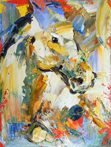 379x500 Abstract Horse Painting By Laurie Pace White Knight Abstract - Abstract Horse Painting