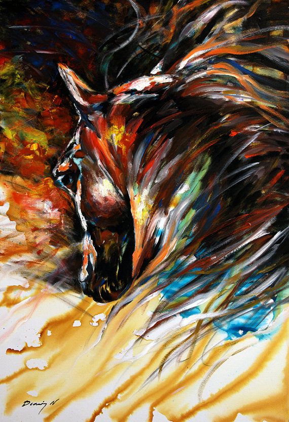 570x833 Horse Painting Equine Abtract Original Contemporary Canvas Art - Abstract Horse Painting On Canvas