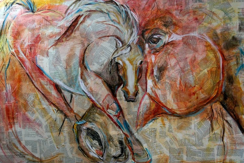 800x537 Lady C Mixed Media On Canvas Abstract Horse Painting By Texas - Abstract Horse Painting On Canvas