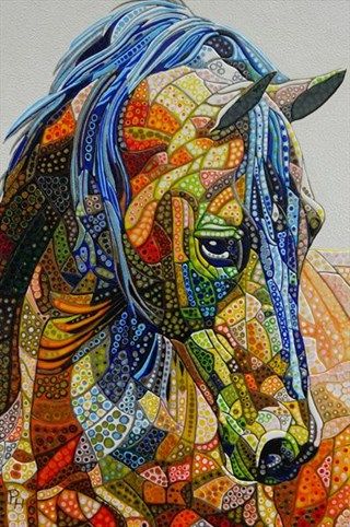 320x482 Abstract Horse 9 (Sculptural) By Paula Horsley Paintings - Abstract Horse Painting On Canvas