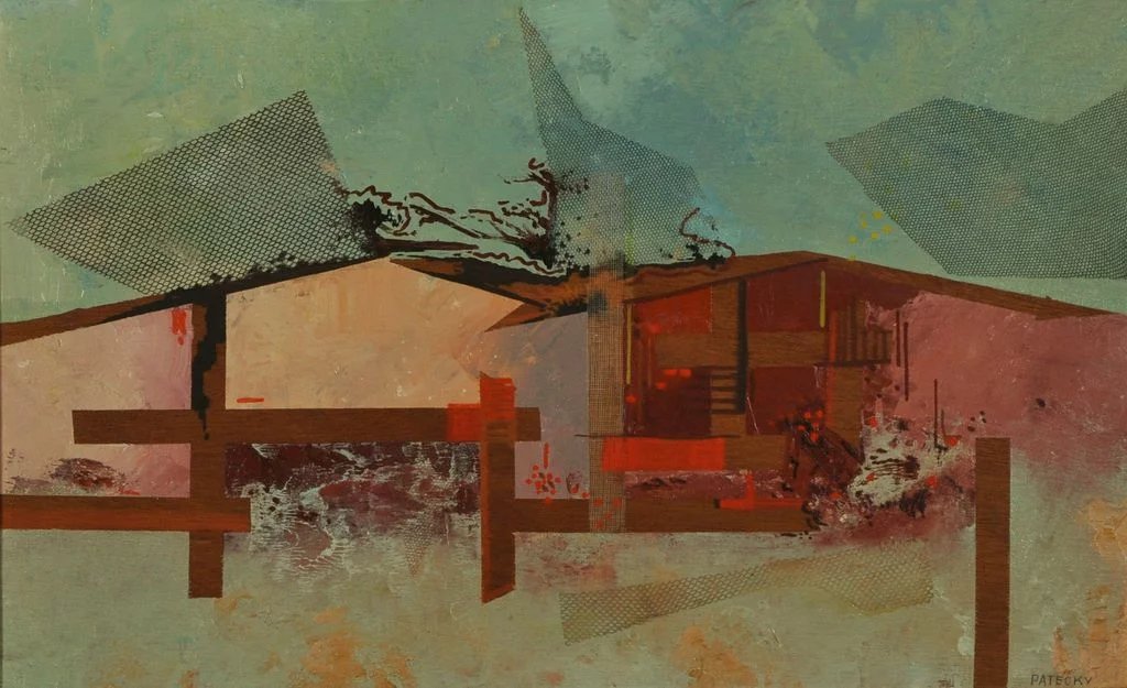 1024x625 Abstract House Mixed Media On Board By Albert Patecky C. 1959 - Abstract House Painting