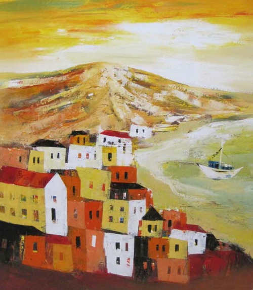 500x572 Abstract Houses Abstract Paintings Uae Dubai Rak - Abstract House Painting