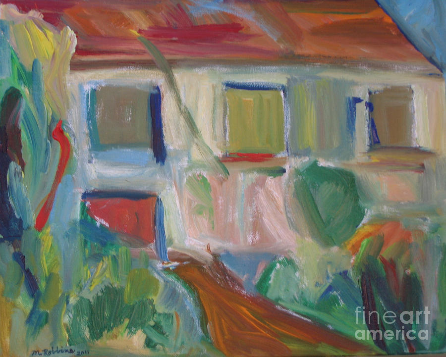 900x721 Abstract House 2 Painting By Marlene Robbins - Abstract House Painting