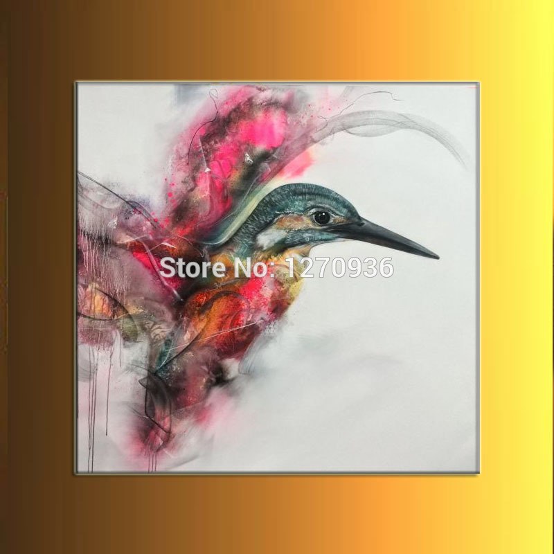 800x800 Hand Painted Animal Flamingo Oil Painting On Canvas Painting - Abstract Hummingbird Painting