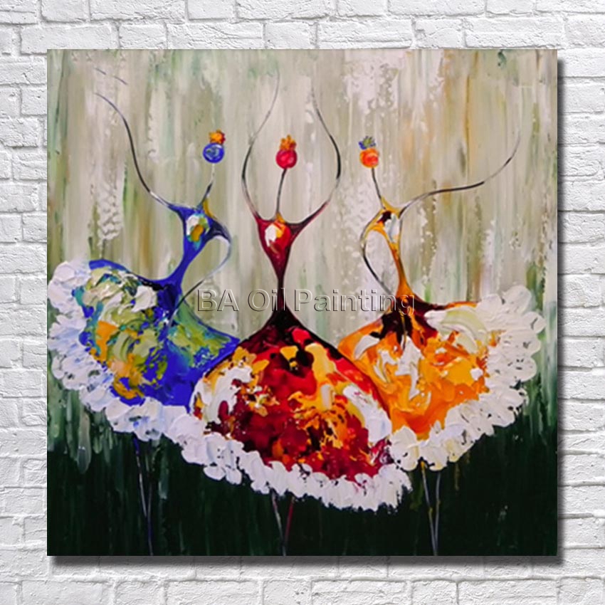 850x850 Handpainted Oil Painting Abstract Three Dance Girl Picture - Abstract Hummingbird Painting