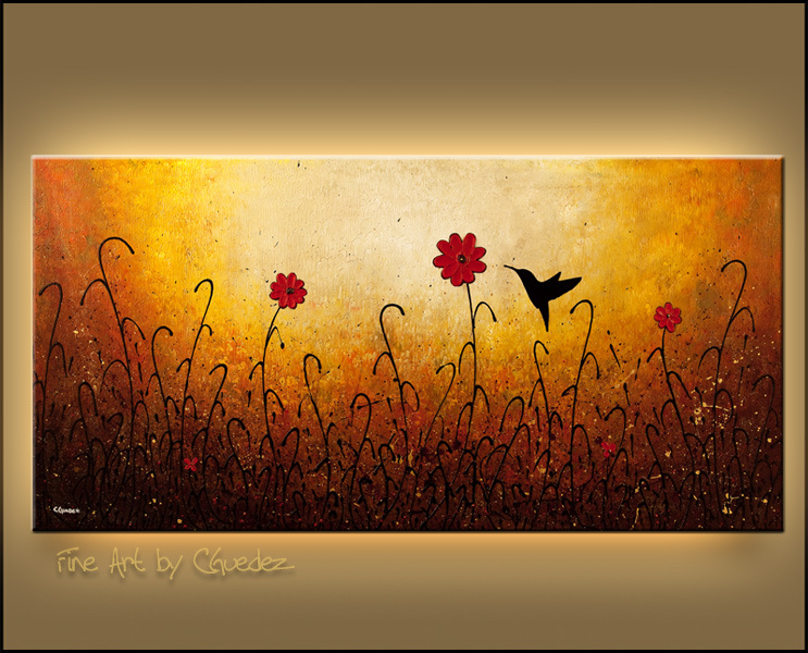 743x600 Hummingbird Abstract Painting - Abstract Hummingbird Painting