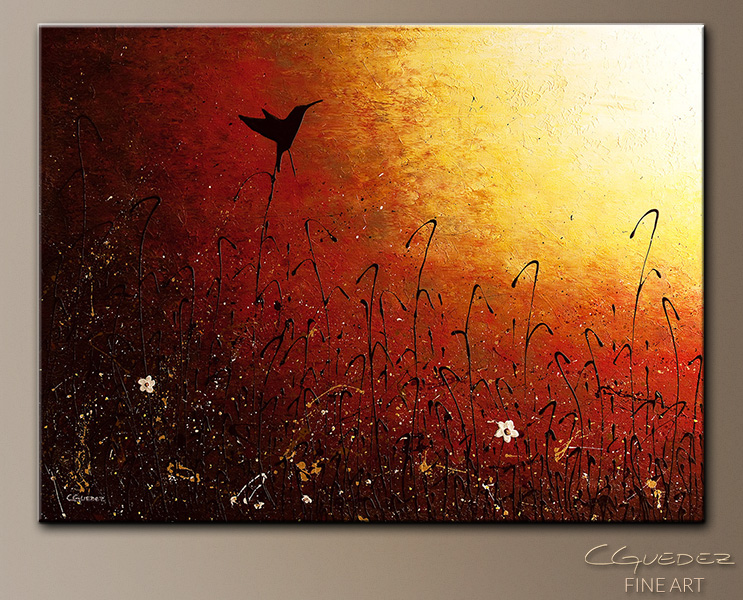 743x600 Large Abstract Art Painting - Abstract Hummingbird Painting