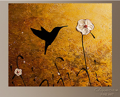 400x324 Original Abstract Art Painting - Abstract Hummingbird Painting