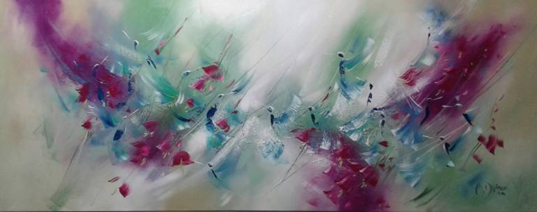 770x305 Saatchi Art Abstract Hummingbirds Painting By Beatriz Dufour - Abstract Hummingbird Painting