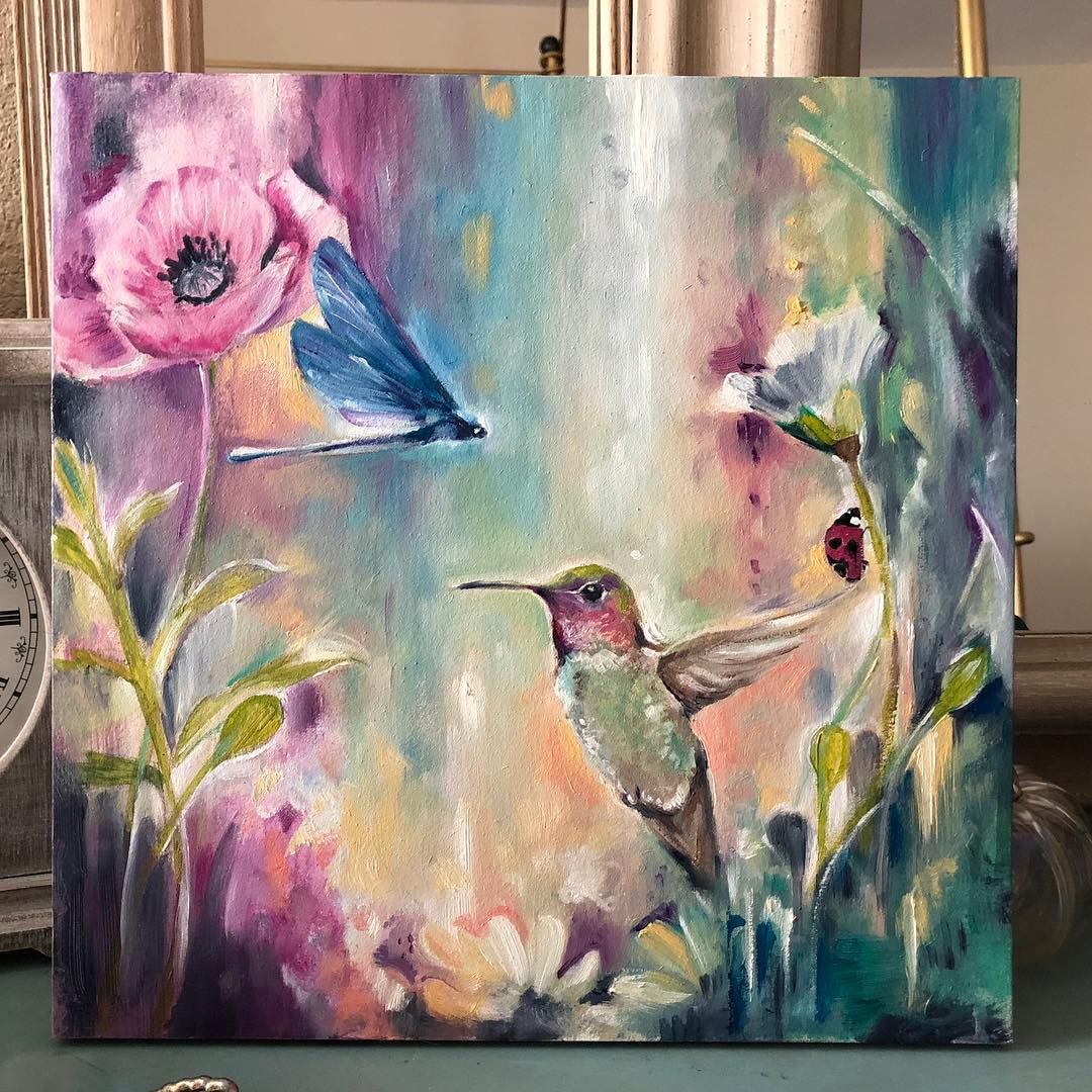 1080x1080 Abstract Hummingbird Painting - Abstract Hummingbird Painting