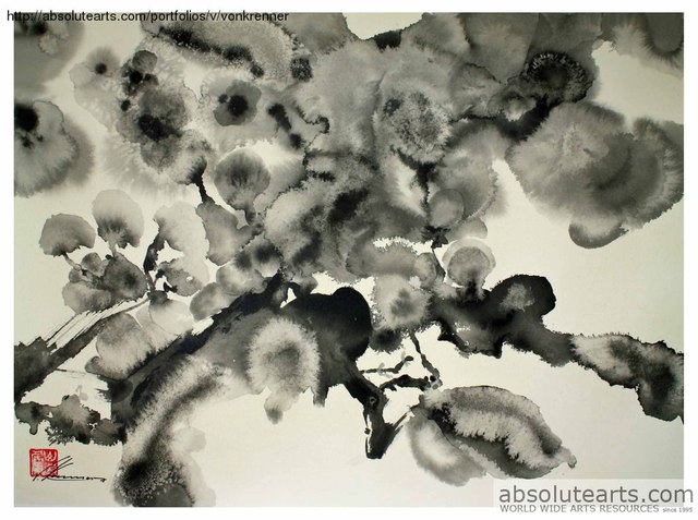 640x477 Walther Von Krenner Artwork Sumi Abstract Composition 2105 - Abstract Ink Painting