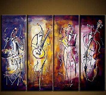 355x319 Canvas Art Jazz Player 100% Hand Painted Art Abstract - Abstract Jazz Painting