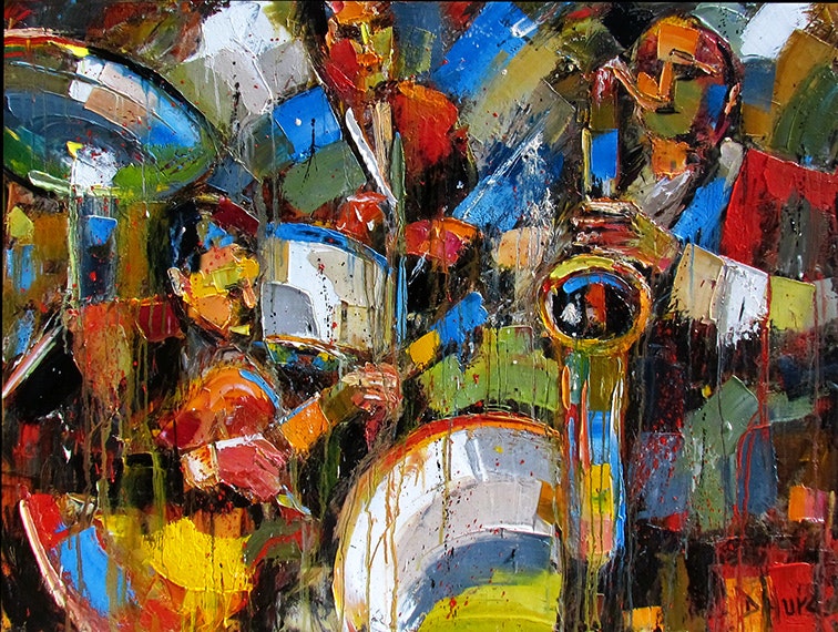756x570 Jazz Buddies Abstract Jazz Art Painting Music Paintings By Debra - Abstract Jazz Painting