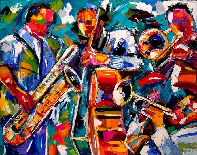 684x540 Jazz Painting Art Abstract Music By Debra Hurd By Artist Debra - Abstract Jazz Painting