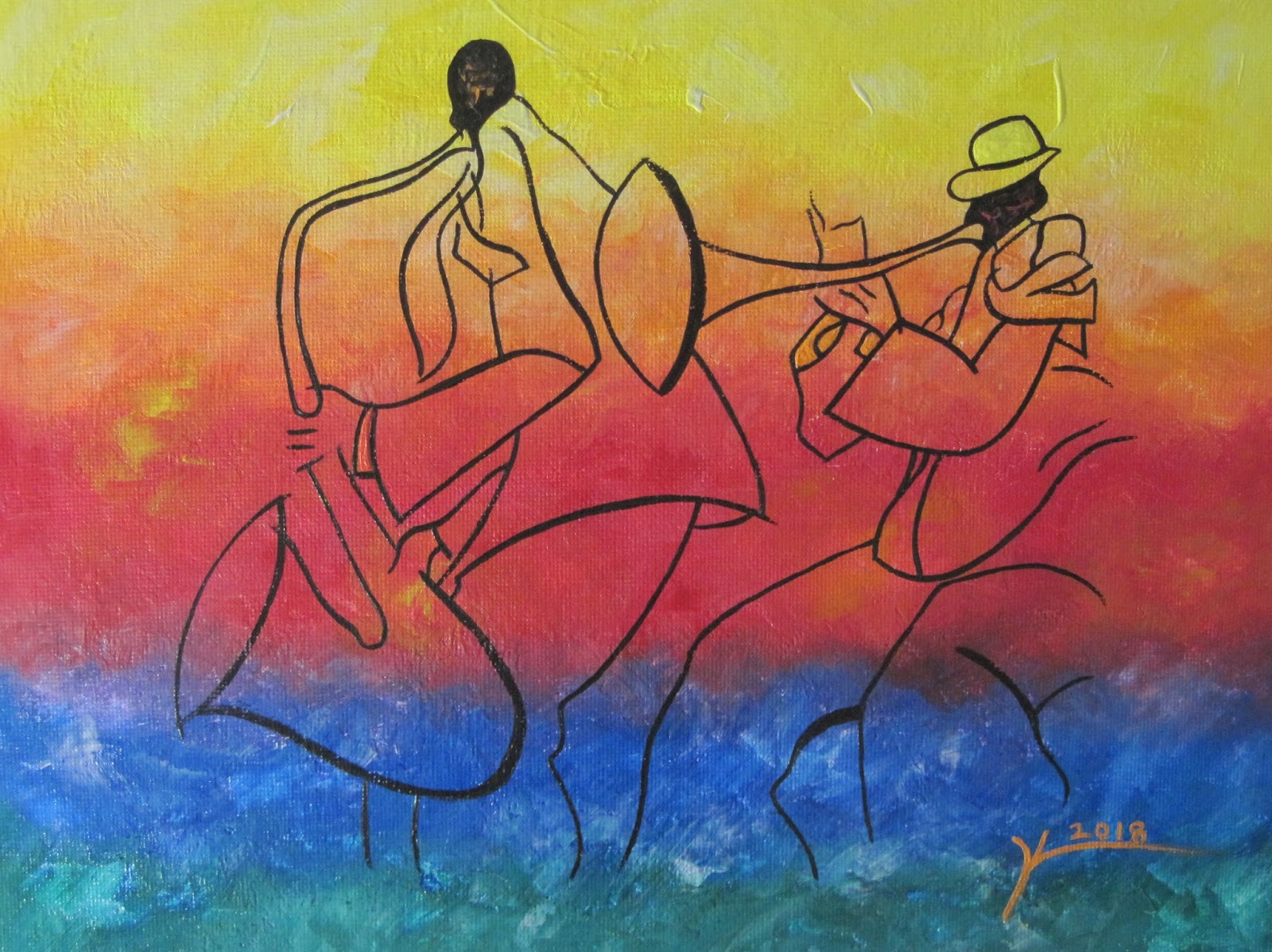 1600x1198 The Jazz Art Paintings Of Ken Joslin Original Abstract Jazz - Abstract Jazz Painting