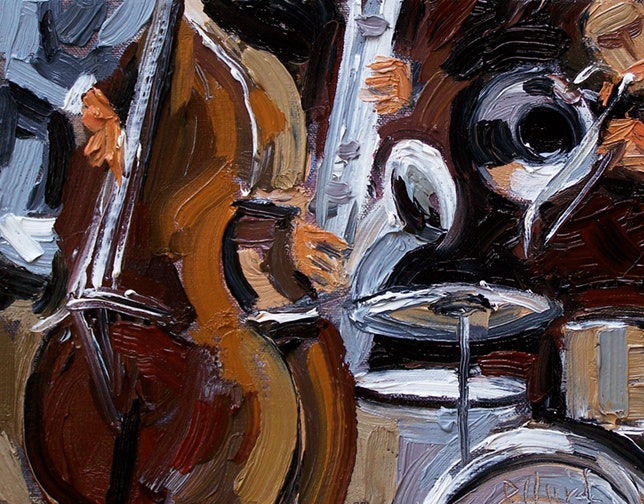 644x504 Abstract Jazz Painting Art Music Instruments Painting By Debra - Abstract Jazz Painting