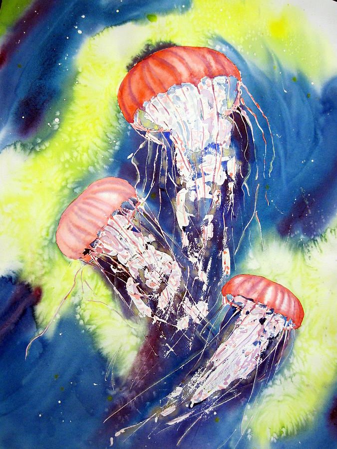 675x900 Dance Of The Jellyfish Painting By Joann Perry - Abstract Jellyfish Painting