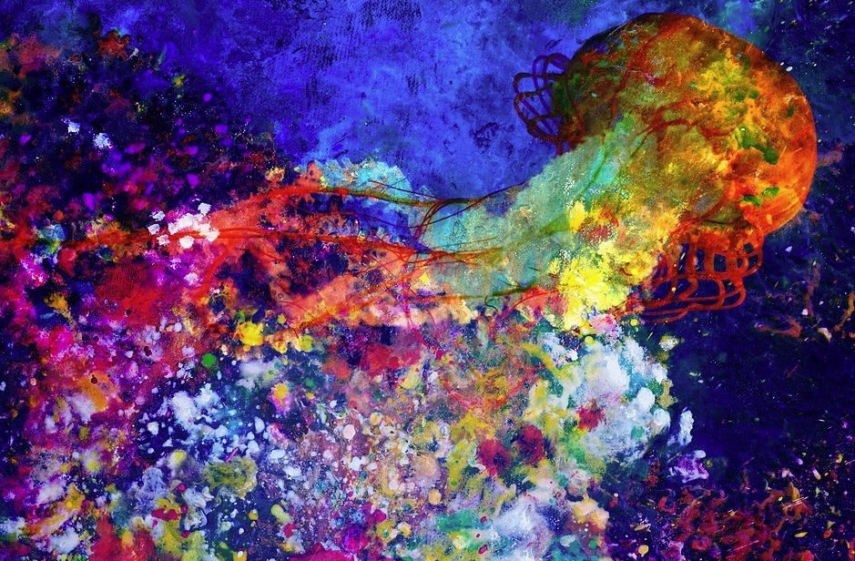 939x616 Isack Kousnsky Abstract Jellyfish (2017) Available For Sale - Abstract Jellyfish Painting