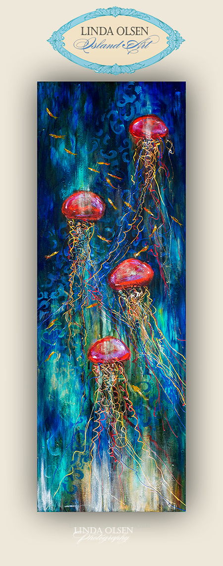 450x1142 Jellyfish - Abstract Jellyfish Painting