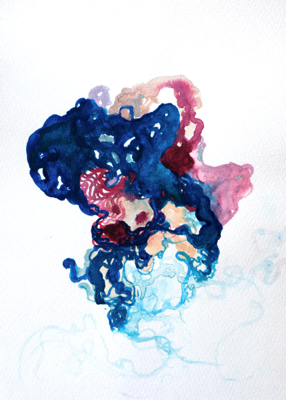 570x798 Abstract Jellyfish Painting Coral Medusae Original - Abstract Jellyfish Painting