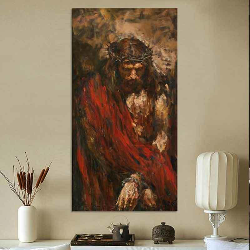 800x800 Online Cheap Hand Painted Abstract Jesus Portrait Oil Paintings - Abstract Jesus Painting