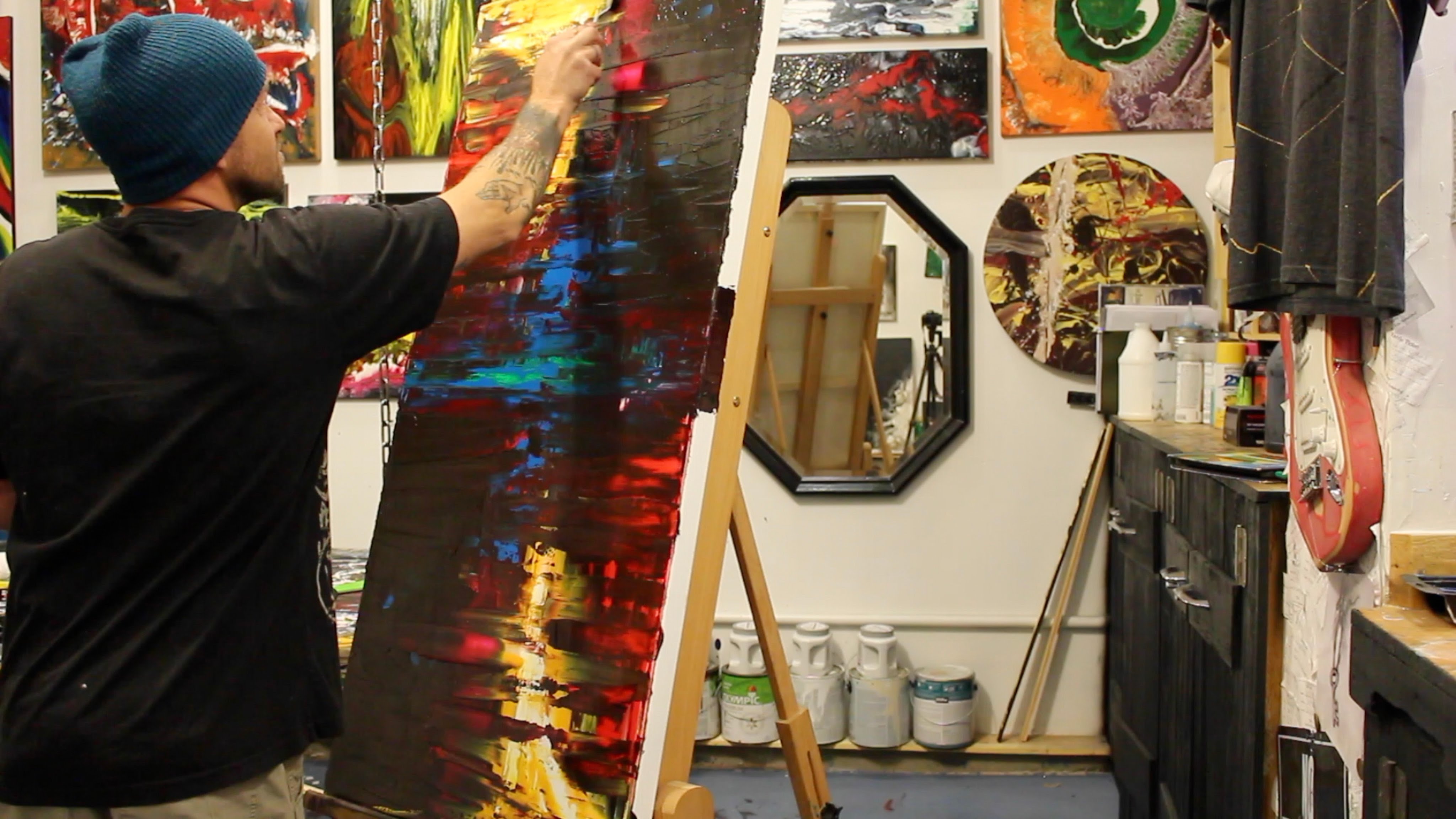 4096x2304 Golden Gate - Abstract Knife Oil Painting