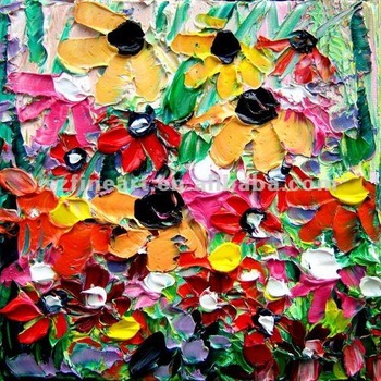 350x350 Handmade Abstract Modern Flower Knife Oil Painting For Decoration - Abstract Knife Oil Painting