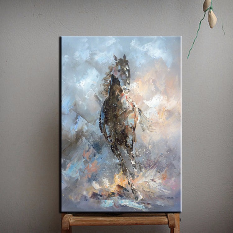 750x750 Knife Oil Painting Horse On Canvas Experienced Artist Handmade - Abstract Knife Oil Painting