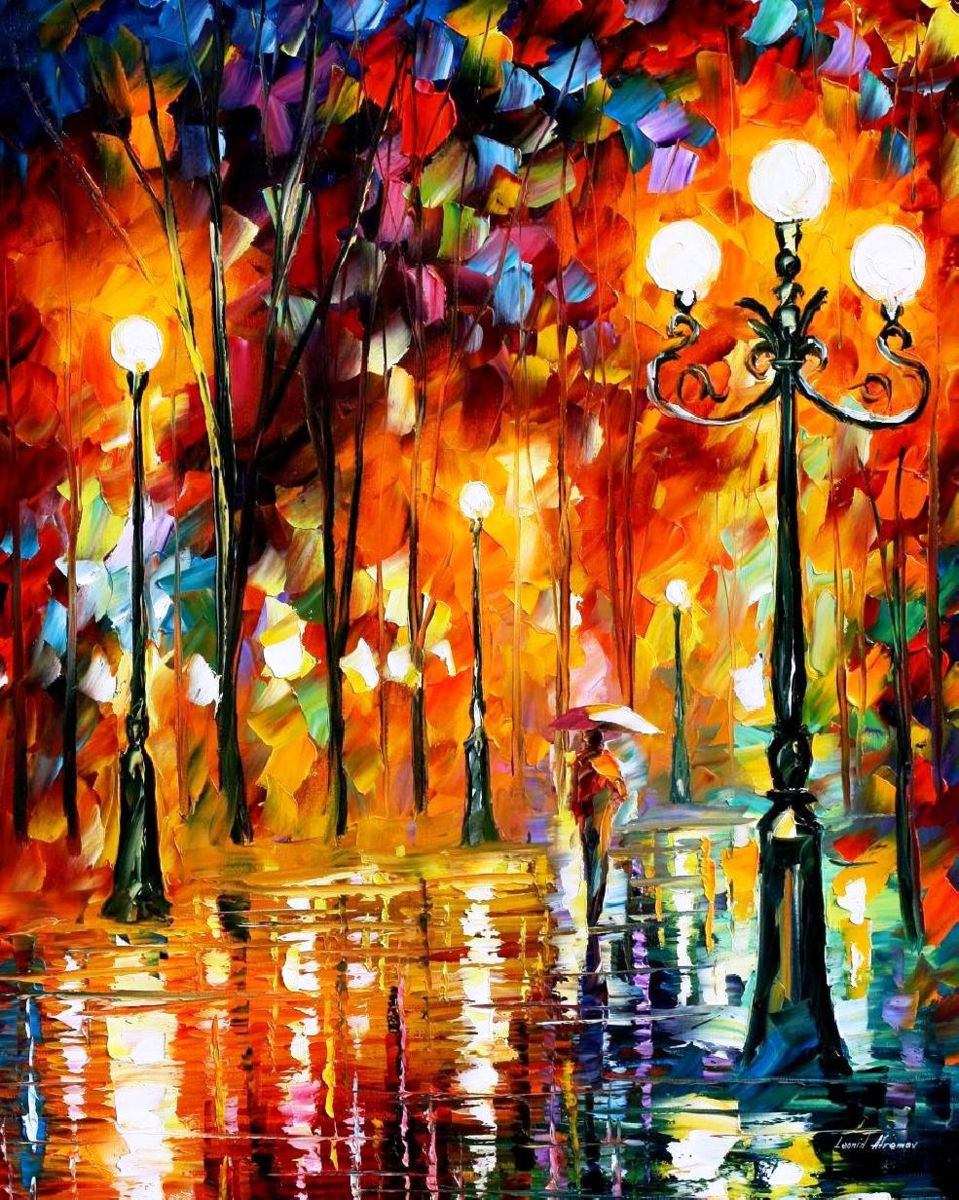 959x1200 Lonely Night 3 Palette Knife Oil Painting On Canvas By Leonid - Abstract Knife Oil Painting