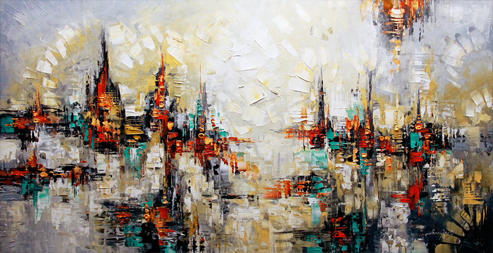 1000x514 Make Believe - Abstract Knife Oil Painting