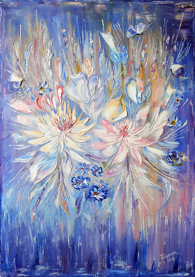 633x900 Original Modern Palette Knife Abstract Oil Painting Handmade Lilac - Abstract Knife Oil Painting