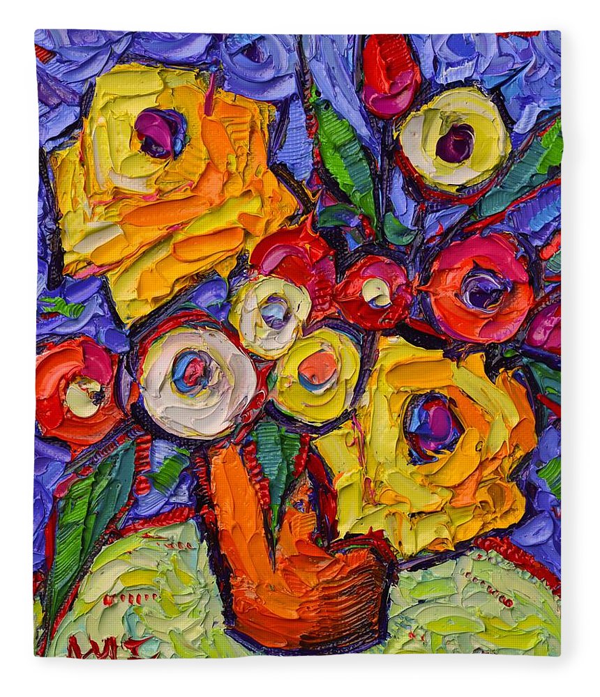 860x1000 Yellow Roses And Wildflowers Abstract Impressionist Impasto Knife - Abstract Knife Oil Painting