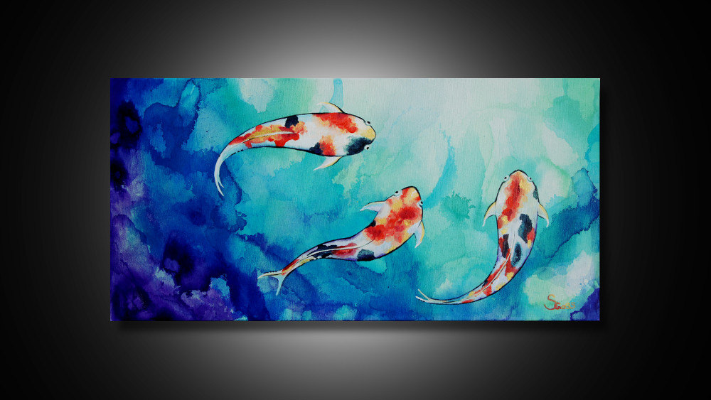 1000x563 Abstract Koi Fish Paintings - Abstract Koi Fish Painting