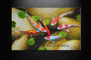 300x200 Koi Fish Art Canvas Feng Shui Fish Koi Oil Painting Abstract Wall - Abstract Koi Fish Painting