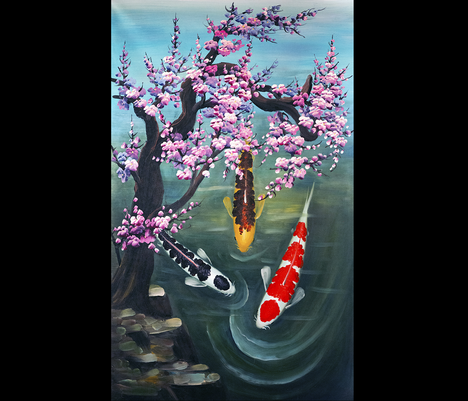 1600x1371 Original Abstract Paintings On Canvas Wall Art Decor Koi Fish Painting - Abstract Koi Fish Painting