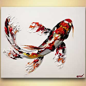 334x334 Painting - Abstract Koi Fish Painting