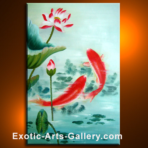 500x500 Koi Fish Painting (5) Abstract Art Oil Painting, Feng - Abstract Koi Fish Painting